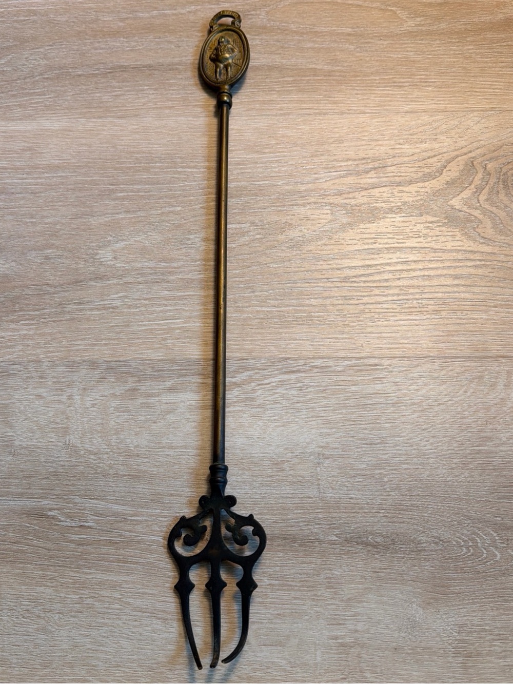 Antique-Style Brass and Black Decorative Wall Hook Fork